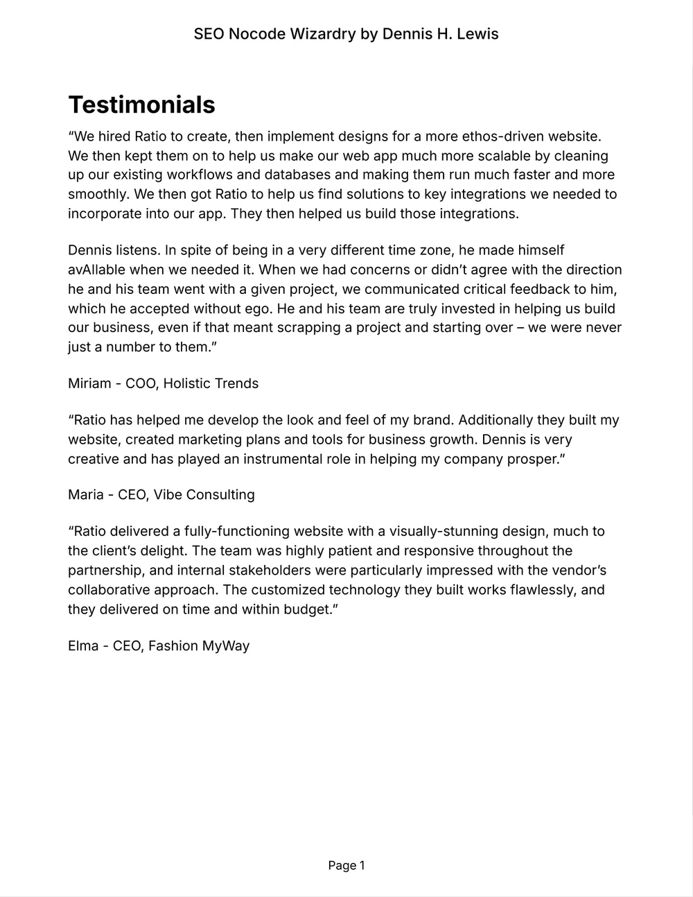 SEO Nocode Wizardry, page 1