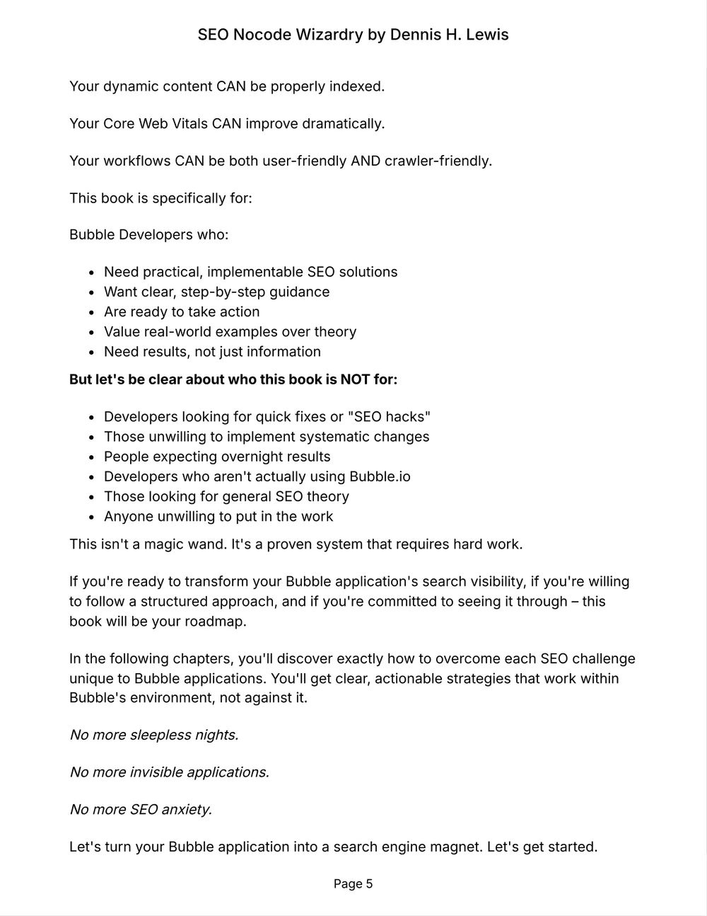 SEO Nocode Wizardry, page 5